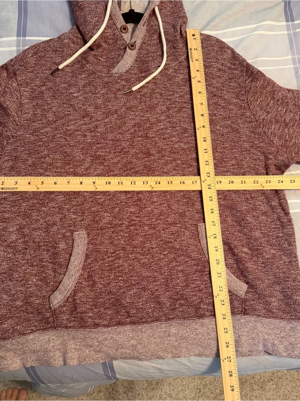 Express Men's Hooded Knit Sweater Pullover - Heather Mauve Burgundy